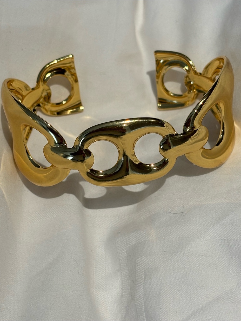 Polished Gold Link Cuff Bracelet for Women